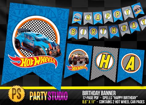 Hot Wheels Birthday Banner INSTANT DOWNLOAD Digital