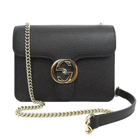 Gucci Black Leather Marmont Interlocking GG Crossbody Bag in Black - Lyst