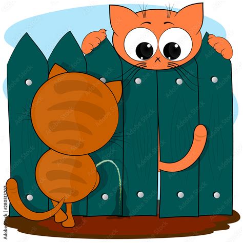 Two cats. cartoon cute comic vector illustration. Stock Vector | Adobe ...