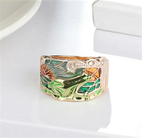 Frog Ring Enamel Gold Color Crystal Jewelry Wedding Rings for - Etsy