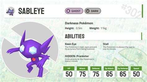 #302 Sableye - Pokecharms PokéDex