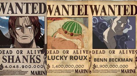 Shanks crew Bounties : r/OnePiece