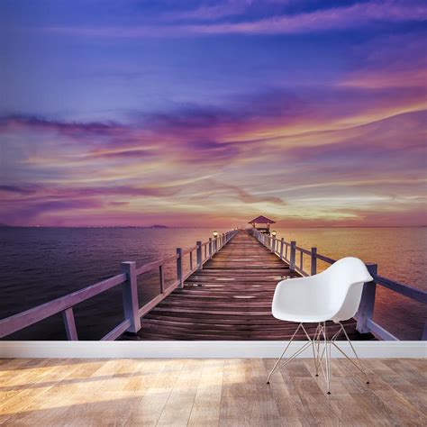 Thailand Pier Sunset Wall Mural