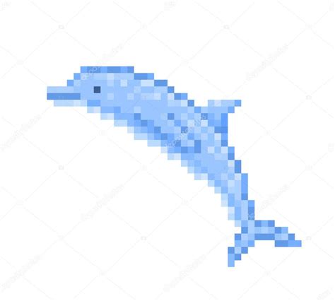 Dolphin pixel art | Happy blue jumping bottlenose dolphin, cartoon ...