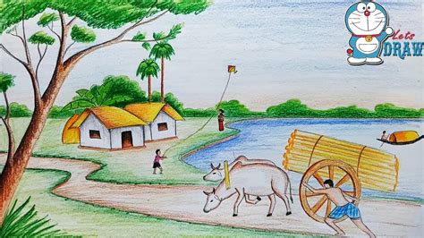 Simple Easy Village Drawing With People - Euaquielela