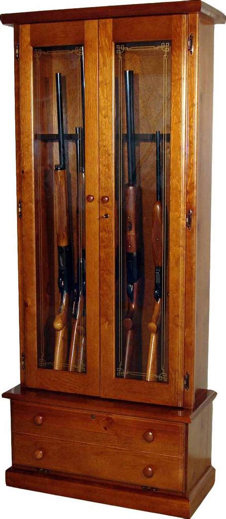 12-Gun Wood Gun Cabinet | Pine | Locking Double Doors | Made in USA ...