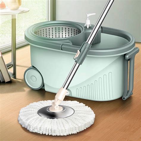 Tebru 360° Rotating Spin Mop Microfiber Mop Head Bucket Dry Wet Floor ...