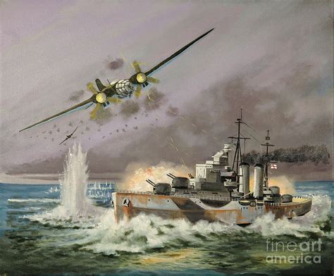 HMS Ulysses Attacked By Heinkel IIIs Off North Cape Painting by Glenn ...