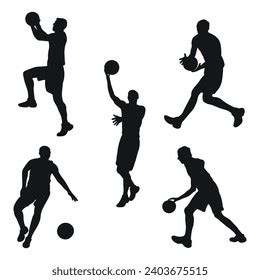 Basketball Black Silhouette Athlete Basketball Player Stock Vector ...