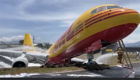 DHL Aero Expreso Boeing 757-200F HP-2010DAE crash lands at San Jose, CR ...