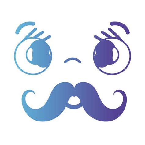 line kawaii cute tender face with mustache 659283 Vector Art at Vecteezy