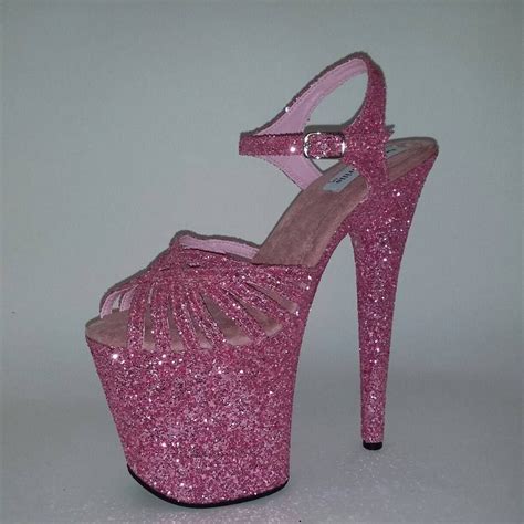 Pole Dancing Shoes Exotic Dancer Heels Pink Glitter Heels High - Etsy