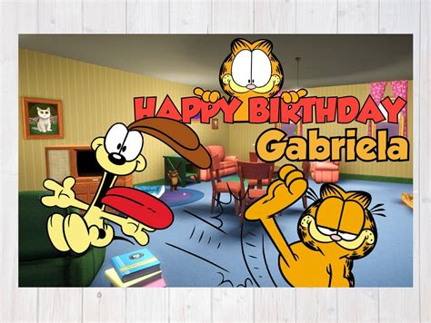 Garfield Birthday Banner Backdrop Wall Art Decor Custom | Etsy