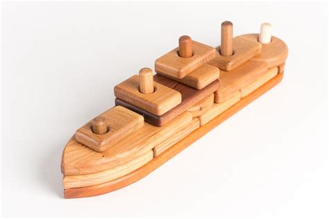 Wooden Toy Boat Organic Educational Wooden by asummerafternoon