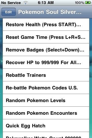 Pokemon SoulSilver Cheats App for iPad - iPhone - Reference