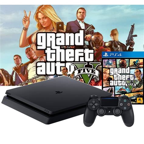 Refurbished Sony PlayStation 4 Slim 500GB + Grand Theft Auto V GTAV ...