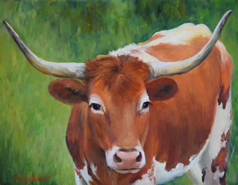 Longhorn Cow Painting 216 Longhorn Lucy Original Oil