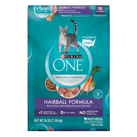 Purina ONE Hairball, Natural Dry Cat Food; Hairball Formula - 16 lb ...