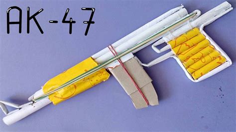 How to make a paper AK-47 rifle that shoots gun easy - YouTube