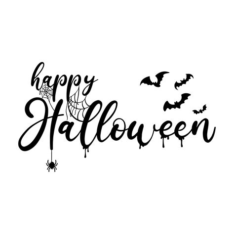 Happy Halloween font design with spider webs, bats 1394952 Vector Art ...