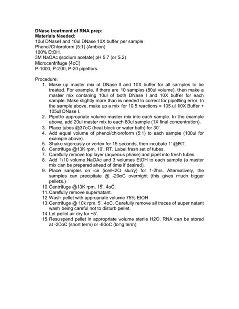 DNase treatment of RNA prep