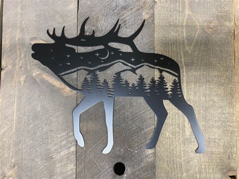 Elk Metal Art Wall Hanging, Elk Hunter Gift, the Great Outdoors, Elk ...