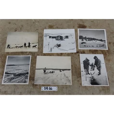 6 Old Press Photos of Inuit Activities ; Dog Sled Racing, Fishing,