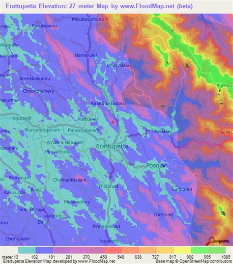 Elevation of Erattupetta,India Elevation Map, Topography, Contour