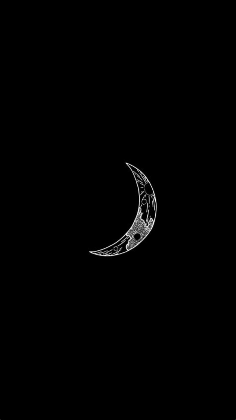 The Moon and its Phases - Black Background Minimalist Wallpaper ...