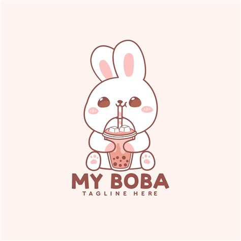 Premium Vector | Cute bunny rabbit drink boba milk tea cartoon hand ...