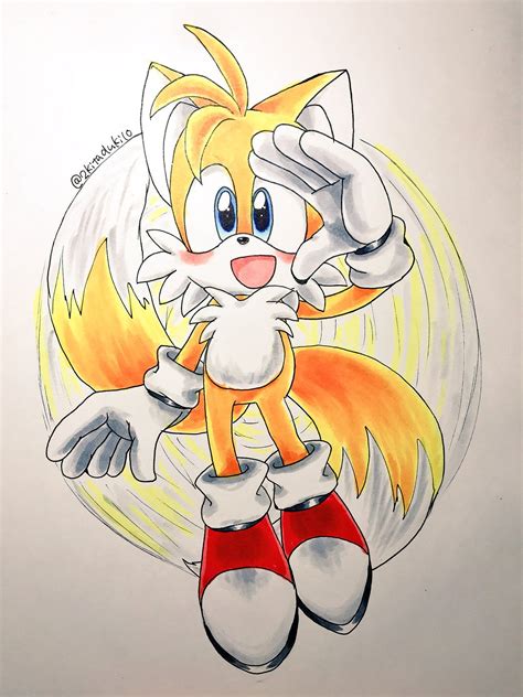 "I found something 😃" (artwork by北槻, tails, flying tails, cute, cutest ...