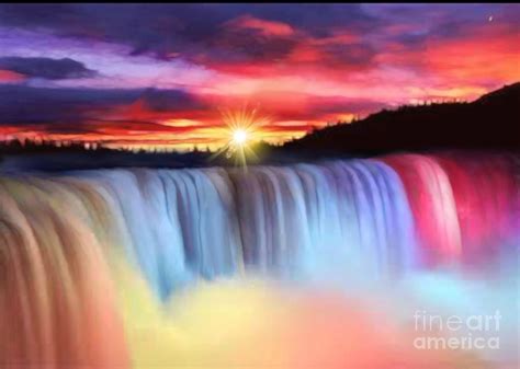 Rainbow Waterfall Painting by Belinda Threeths