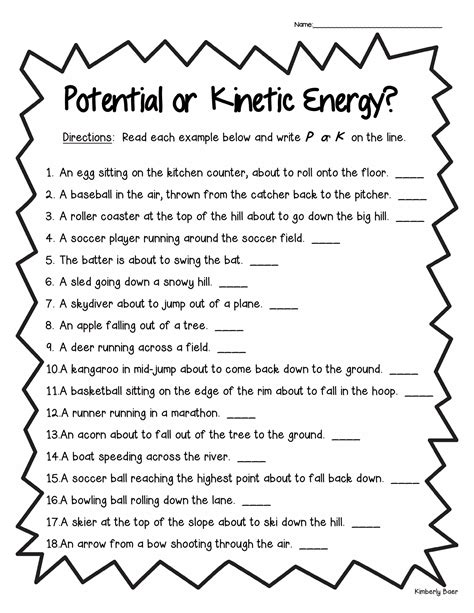 PE or KE Exit Ticket Interactive Worksheet – Edform