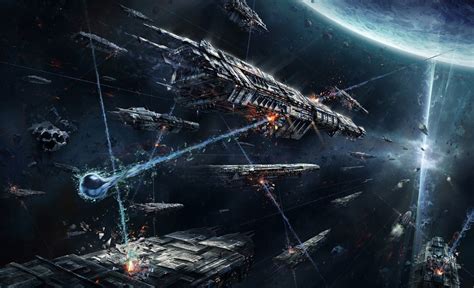 Sci Fi Spaceship Battle Space Wallpaper | Science fiction artwork ...