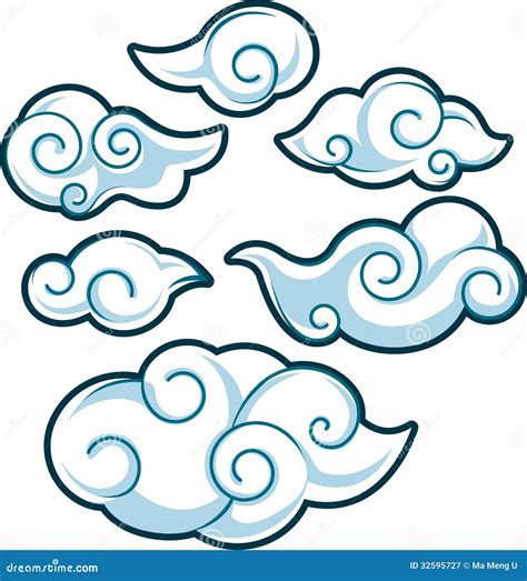 Japanese Cloud Tattoo Design Isolate Vector | CartoonDealer.com #98419251