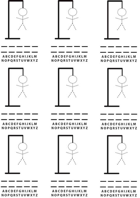 Hangman Game Printable Pdf Template