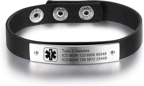 Personalized Medical Alert Bracelet Emergency ID Bracelet Leather ...