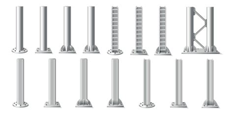 Metal Poles Realistic Set 19775076 Vector Art at Vecteezy