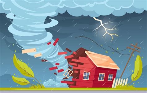 Free Vector | Natural disaster cartoon composition with outdoor ...