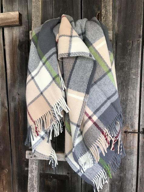 Pure Wool Throw Blanket XL Size Grey/beige Large Check Wool - Etsy