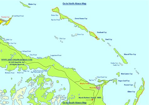 Central Abaco Map, Bahamas - Treasure Cay, Great Guana Cay, Marsh ...