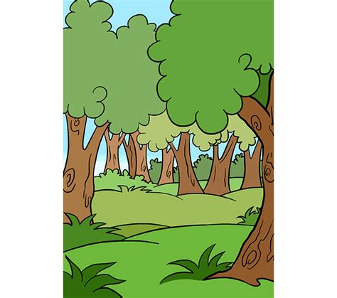 How to Draw a Cartoon Forest in a Few Easy Steps | Easy Drawing Guides ...