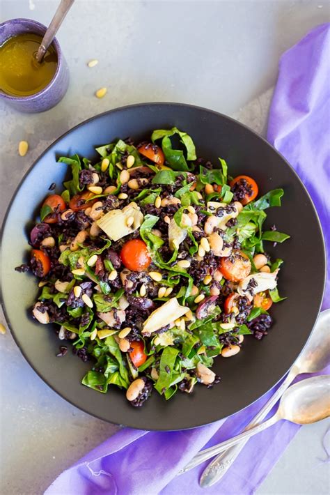 Mediterranean Black Rice Salad with Roasted Garlic Vinaigrette