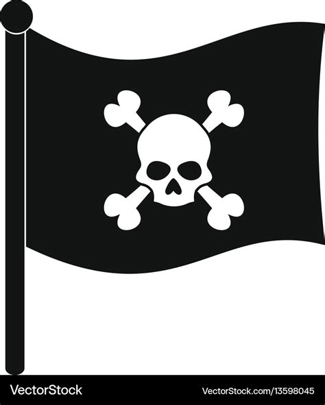 Pirate flag icon simple style Royalty Free Vector Image