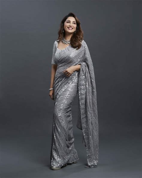 Madhuri Dixit is a vision in silver saree for "Dance Deewane!"