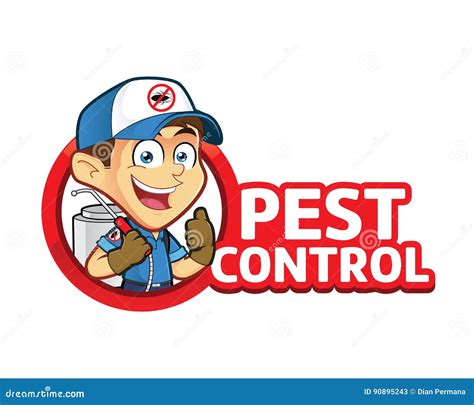 Exterminator Or Pest Control Standing In Front Van Cartoon Vector ...