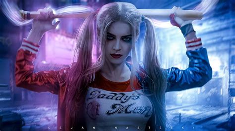 1080P free download | Harley Quinn, blue, red, fantasy, girl, dejan ...