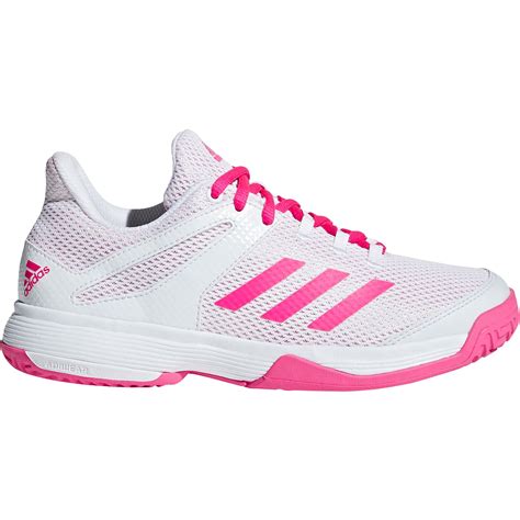 Adidas Kids Adizero Club Tennis Shoes - White/Pink - Tennisnuts.com