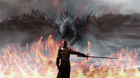 warrior, Dragon, Fire, Sword, Battle, Monster (anime) Wallpapers HD ...