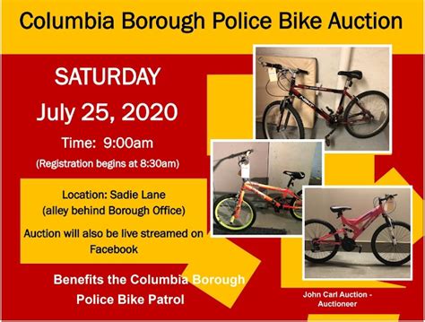 COLUMBIA SPY: COLUMBIA BOROUGH POLICE BICYCLE AUCTION - JULY 25, 2020 ...